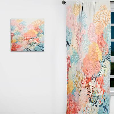 DESIGN ART "Designart ""Coral Reef Barrier Expression"" Coastal Coral Curtain - Blackout Animal Print Curtain - 1 Panel"