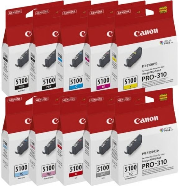 Canon PFI-5100 Cartouche d'encre MBK/PBK/C/M/Y/PC/PM/R/GY/CO Multipack 10 couleurs 8 couleurs