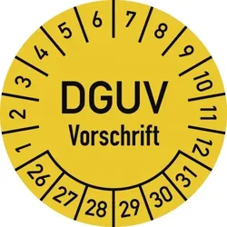Dreifke® Prüfplakette DGUV Vorschrift, 2026 - 2031, Folie, Ø 25 mm, 10 Stück/Bogen