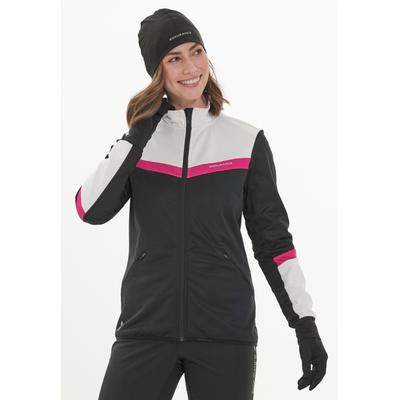 Trainingsjacke ENDURANCE "Linas", Damen, Gr. 42, schwarz-weiß (schwarz, weiß), 100% Polyester, mehrfarbig, normal, Rundhals, Jacken Trainingsjacke, mit wasserdichter Funktion