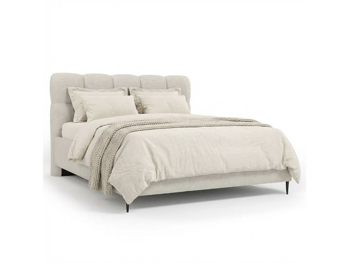 Lit capitonné 180 x 200cm Tissu chenille Pelagia Beige