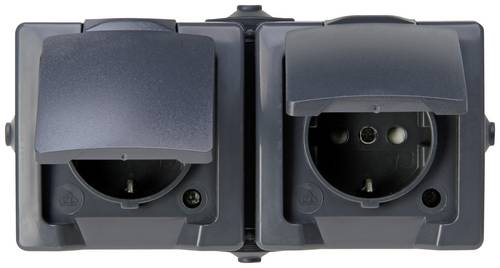 Kopp 137055001 Feuchtraum-Schalterprogramm Steckdose mit Klappdeckel Nautic Anthrazit 1St.