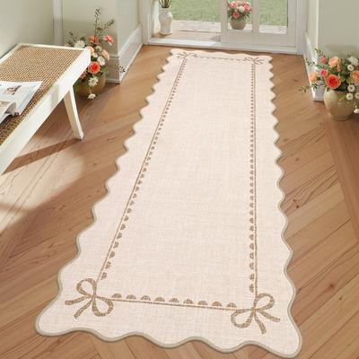 Garvee Scalloped Bow Bordered Pattern Area Rug