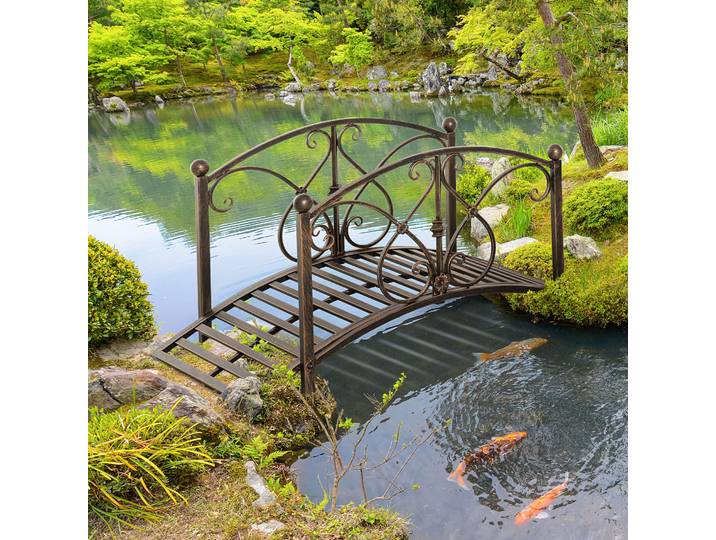 Outsunny Pont de Jardin Métal Noir 99x68x53cm Vintage