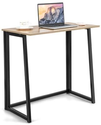 Costway 31 Inch Space-saving Folding Computer Desk for Home Office-Natural