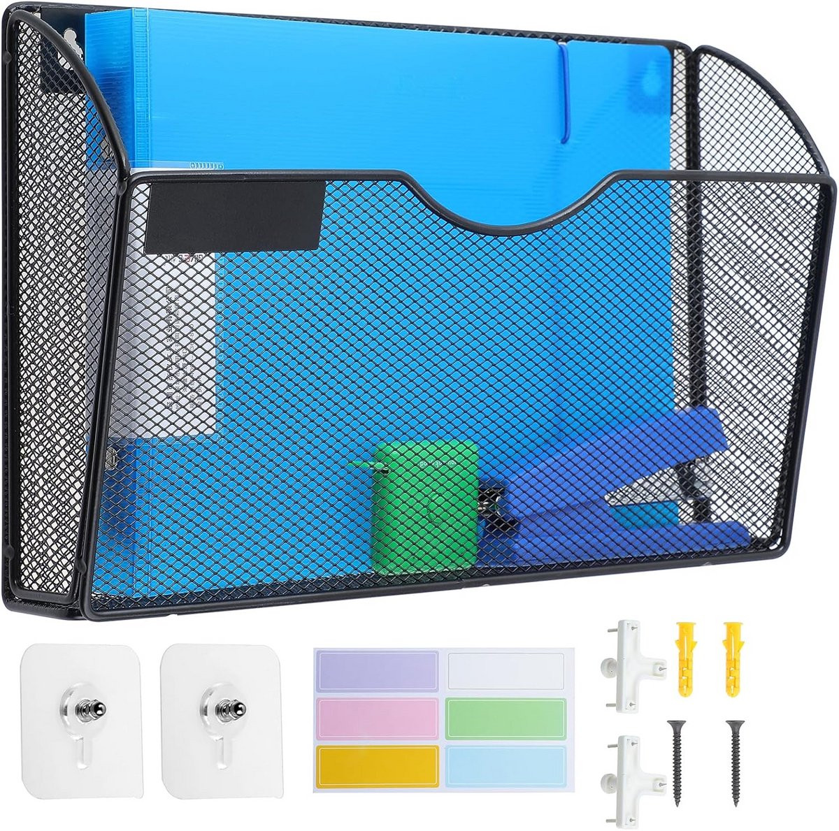Zwart Opbergrek Gaas Documentenhouder voor Wandmontage - 35 cm
