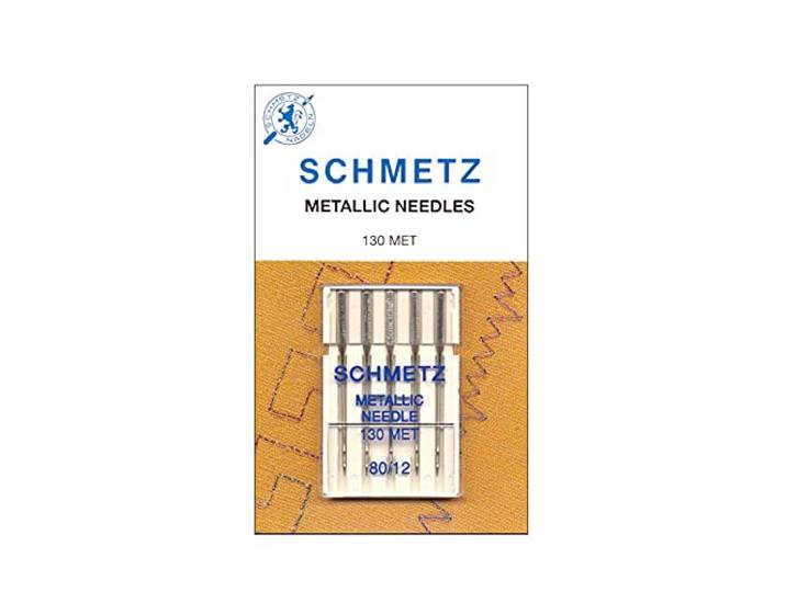 Schmetz metalen naaimachinenaalden - maat 90/14, verpakking van 5. Extra lang oog voor een soepele draaddoorvoer. Ideaal voor decoratieve steken en borduurwerk.