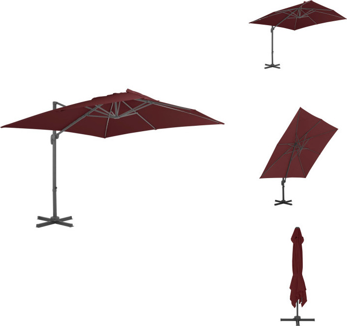 vidaXL Ampelschirm mit Aluminium-Mast Bordeauxrot 400x300 cm - Sonnenschirme & Sonnenschutze