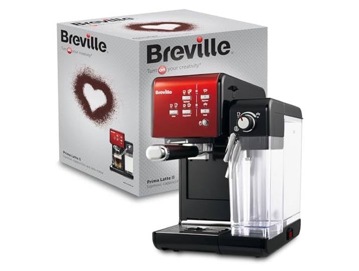 Breville Prima Latte II Espresso Machine à latte & cappuccino Pompe 15 bars professionnelle & mousseur de lait Rouge [VCF109X]
