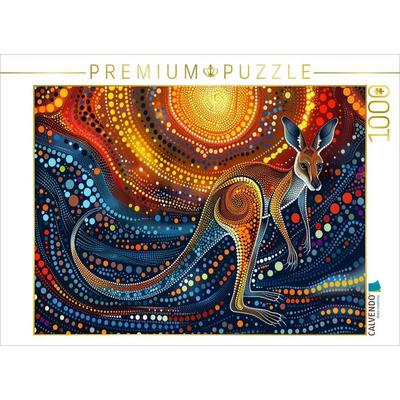 CALVENDO Puzzle Junges Känguru im Stil der Kunst der Aborigines | 1000 Teile Lege-Größe 64x48cm Foto-Puzzle für glückliche Stunden