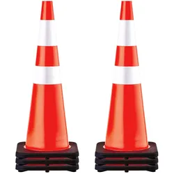 VEVOR 6er-Pack 36-Zoll-Verkehrskegel, Sicherheits-Straßenparkkegel mit schwarzer beschwerter Basis, Orangefarbene PVC-Verkehrssicherheitskegel, Gefahrenkegel