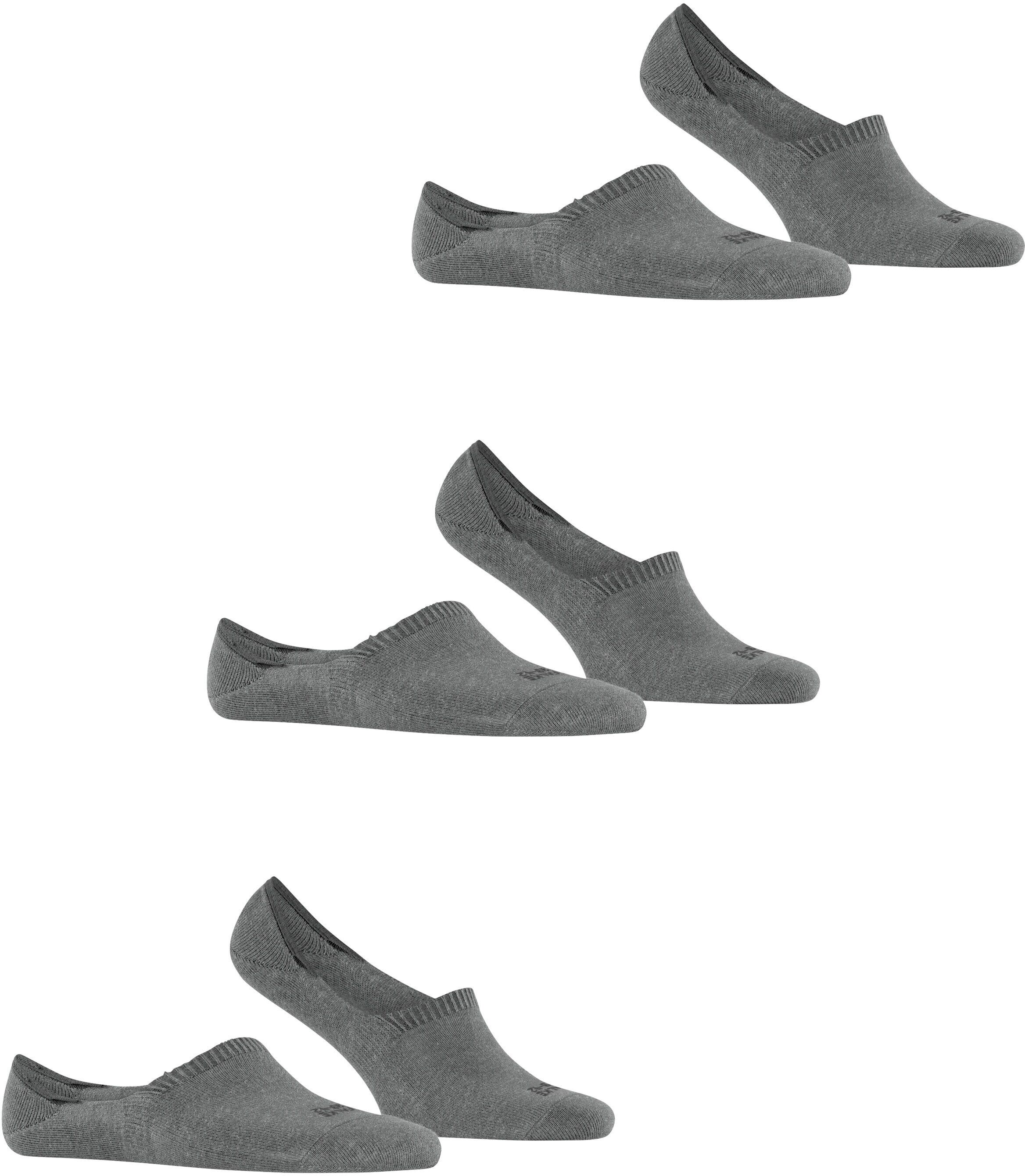 Füßlinge FALKE "Step High Cut 3-Pack", Herren, Gr. 39-42, grau (light graumeliert (3390)), Obermaterial: 70% Baumwolle CO. 26% Polyamid PA. 4% Elasthan EL., glatt, Socken Füßlinge