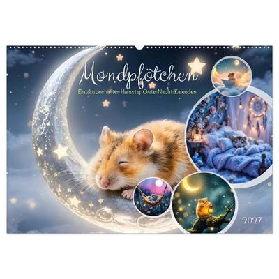 Mondpfötchen - Ein zauberhafter Hamster Gute-Nacht-Kalender (Wandkalender 2027 DIN A2 quer), CALVENDO Monatskalender