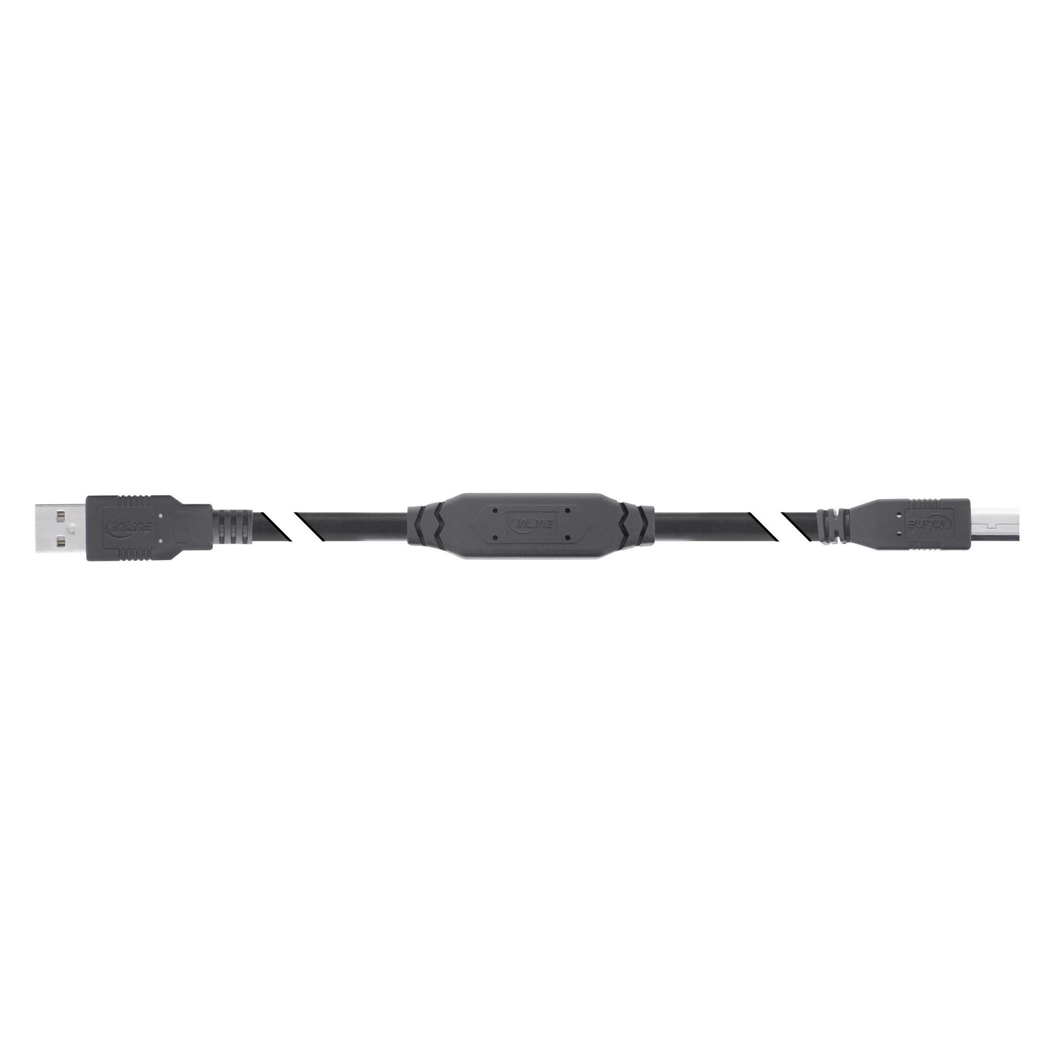 InLine USB 2.0 Aktiv-Kabel, USB-A Stecker zu USB-B Stecker, 15m (15 m, USB 2.0) (34512A)