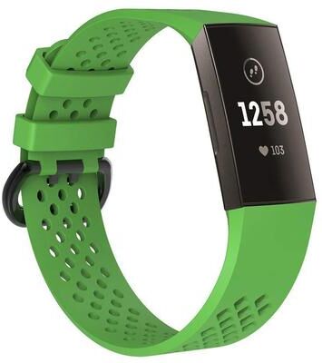 Everyday Crate Sport Silicone Watch Band For Fitbit Charge 3 Breathable Adjustable Replacement Strap green
