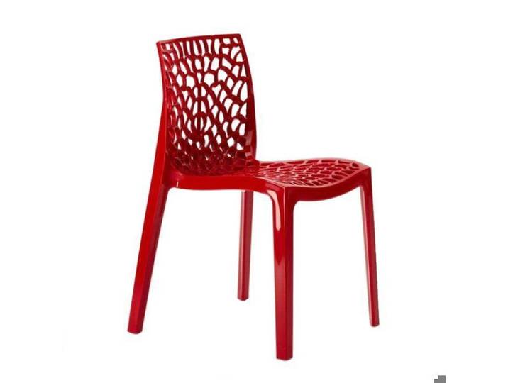 Chaise Polypropylène Design Nid d'Abeille de Jardin Bistrot Gruvyer Grand Soleil - Rouge