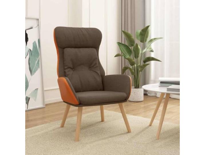 HEFZGDB Relaxsessel Braun Stoff und PVC Bezug mit Metallrahmen und Kautschukholzbeinen für optimalen Sitzkomfort und Stabilität im Wohnzimmer