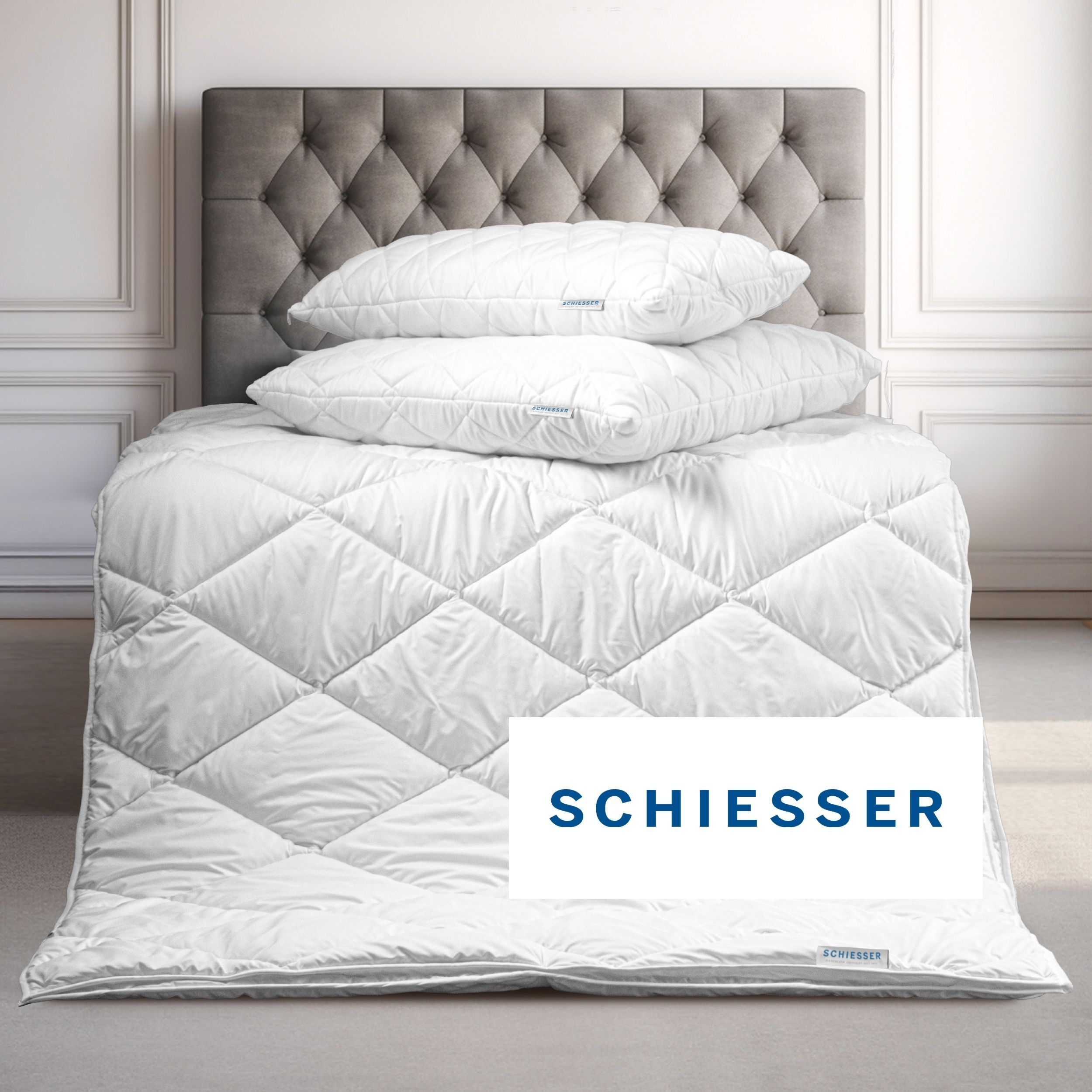 4-Jahreszeitenbett SCHIESSER "Lykke - 2 zusammenknöpfbare Steppdecken für Sommer und Winter", weiss (weiß), B:135cm L:200cm, Bezug: 100% Polyester. Füllung: 100% Polyester, Bettdecken, 4-Jahreszeitenbett, STANDARD 100 by OEKO-TEX zertifiziert weiß B/L: 13