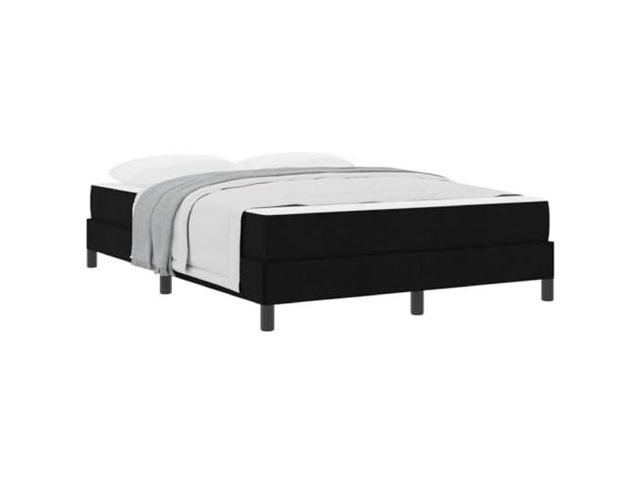 KTHLBRH Doppelbett 160 x 200 cm schwarz mit Federkernmatratze Struktur aus Holz, atmungsaktiver Stoff, minimalistisches Design, Kapazität 280 kg