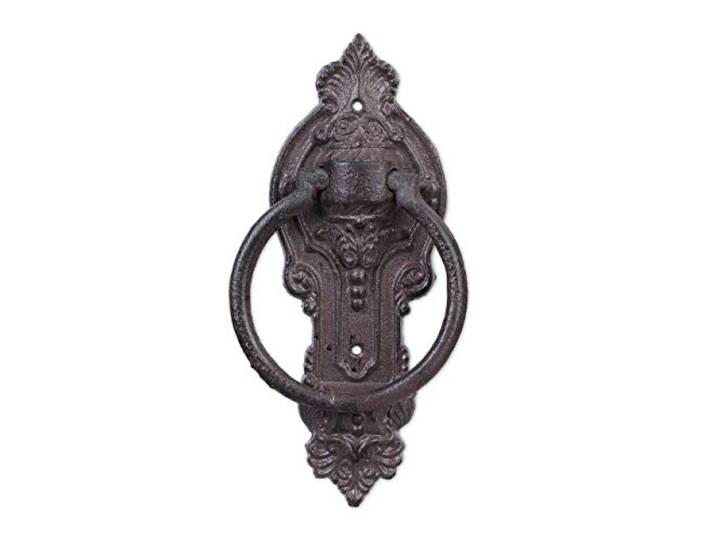 Relaxdays Heurtoir de Porte Antique\, Anneau de Frappe pour Porte\, Style Rustique\, Fonte de Fer\, 25\,5x10\,5x2\,5 cm\, Marron