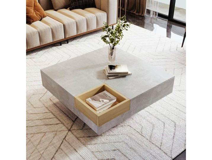 Table Basse Carré LED - AASAASA - Table d'appoint - Gris Brillante Meubles de Salon Table Salon - 72x72x30 cm