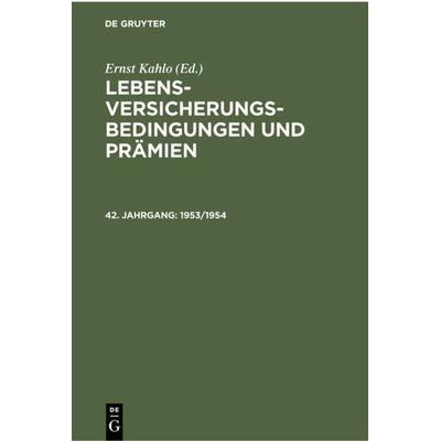 1953/1954, Gebundene Ausgabe von , De Gruyter, 978-3-11-230097-8