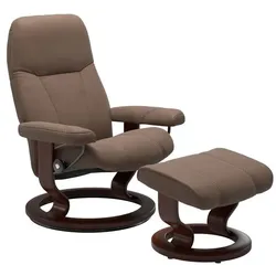 Stressless Sessel mit Hocker Consul Classic Leder Braun Batick Mole L (Large)