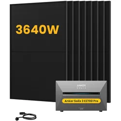 Anker SOLIX Solarbank 3 E2700 Pro Solaranlage, mit 8 x 455W Bifazialen Solarmodulen, by Powerness - 2.7kWh / ohne Zubehör / Standardversand