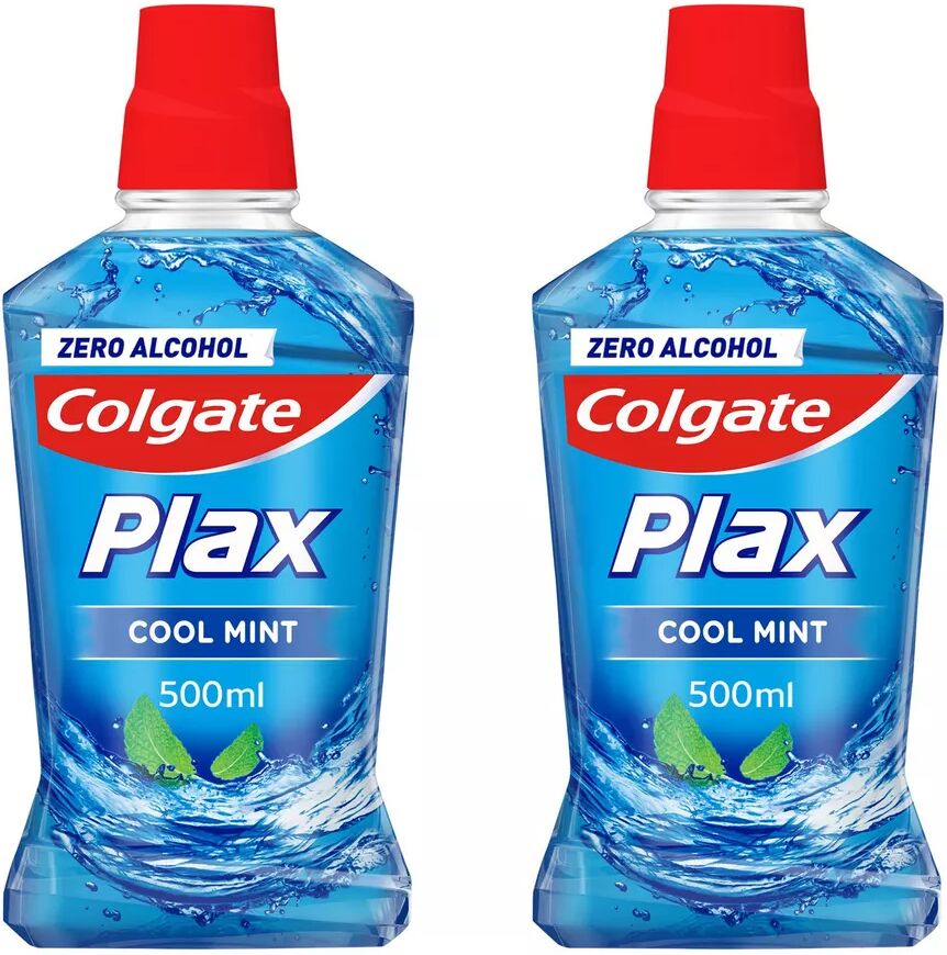 Colgate - Plax Cool Mint Mundspülung Ohne Alkohol, Langanhaltender Frischer Atem Gegen Mundgeruch Duo, 2x500 ml