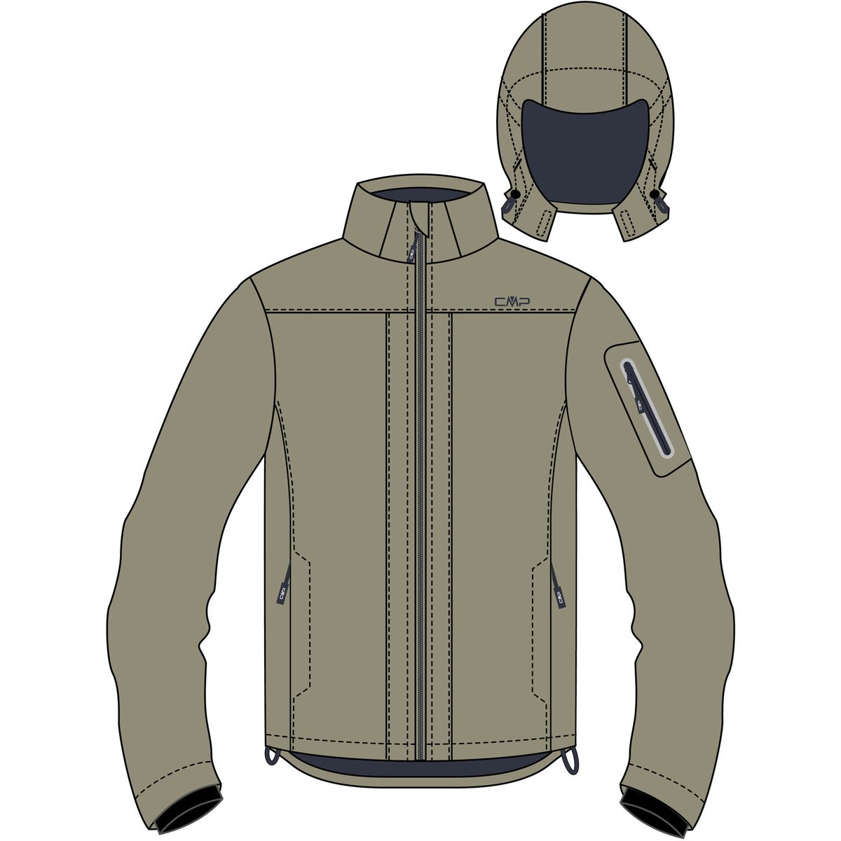 CMP MAN Jacket Zip Hood sage (E663) 54 39A5027-E663-54