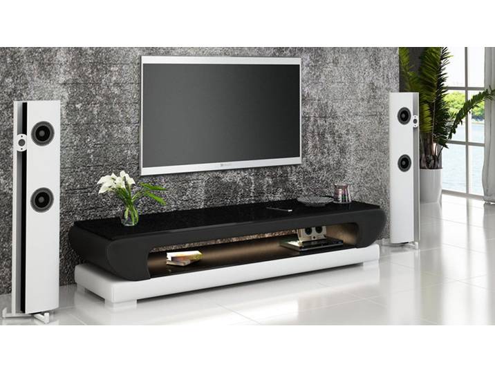 Xlmoebel TV-Board RTV TS1002 TV-Sideboard aus Leder und Glas mit Stauraum (TV-Board), Hergestellt in Europa