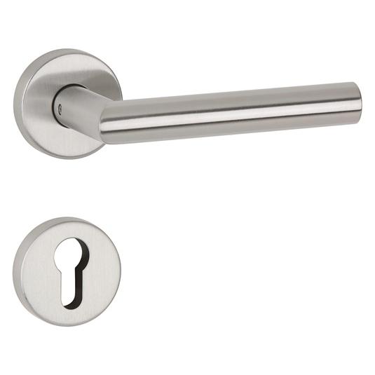 Tecwerk Drückergarnitur Basic 02 Edelstahl 60 Edelstahl matt Gehrung PZ DIN links / rechts D/D (Türgarnitur, Türgriff) (2000267251)