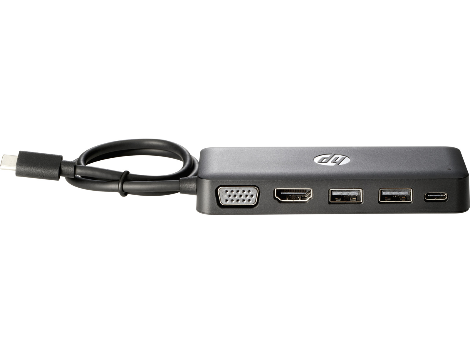 HP USB-C Travel Hub Zwart met HDMI, USB 2.0, USB 3.2 Gen 1 en VGA, geschikt voor HP Pro x2, Elite x2, Elite x3 en Enterprise modellen