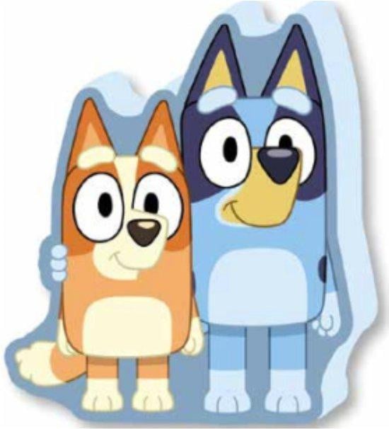 Unyqoos Bluey 3D Kussen met Bluey & Bingo - Blauw - 40 cm