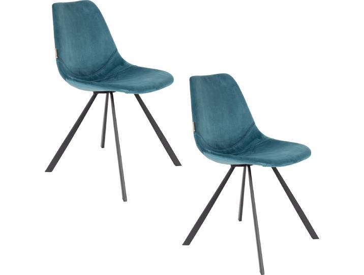 Dutchbone Franky Eetkamerstoelen Blauw - Set van 2