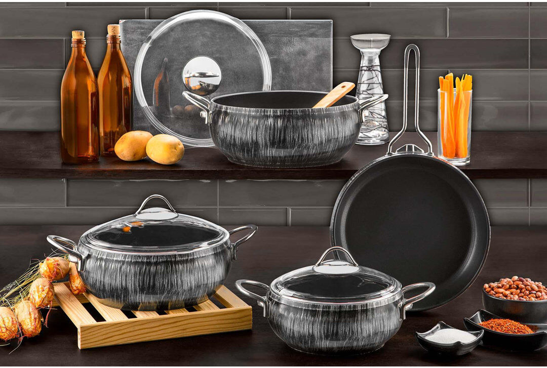 Belfry Kitchen Elmhur 7 - Piece Non-Stick Cookware Set Silver 7