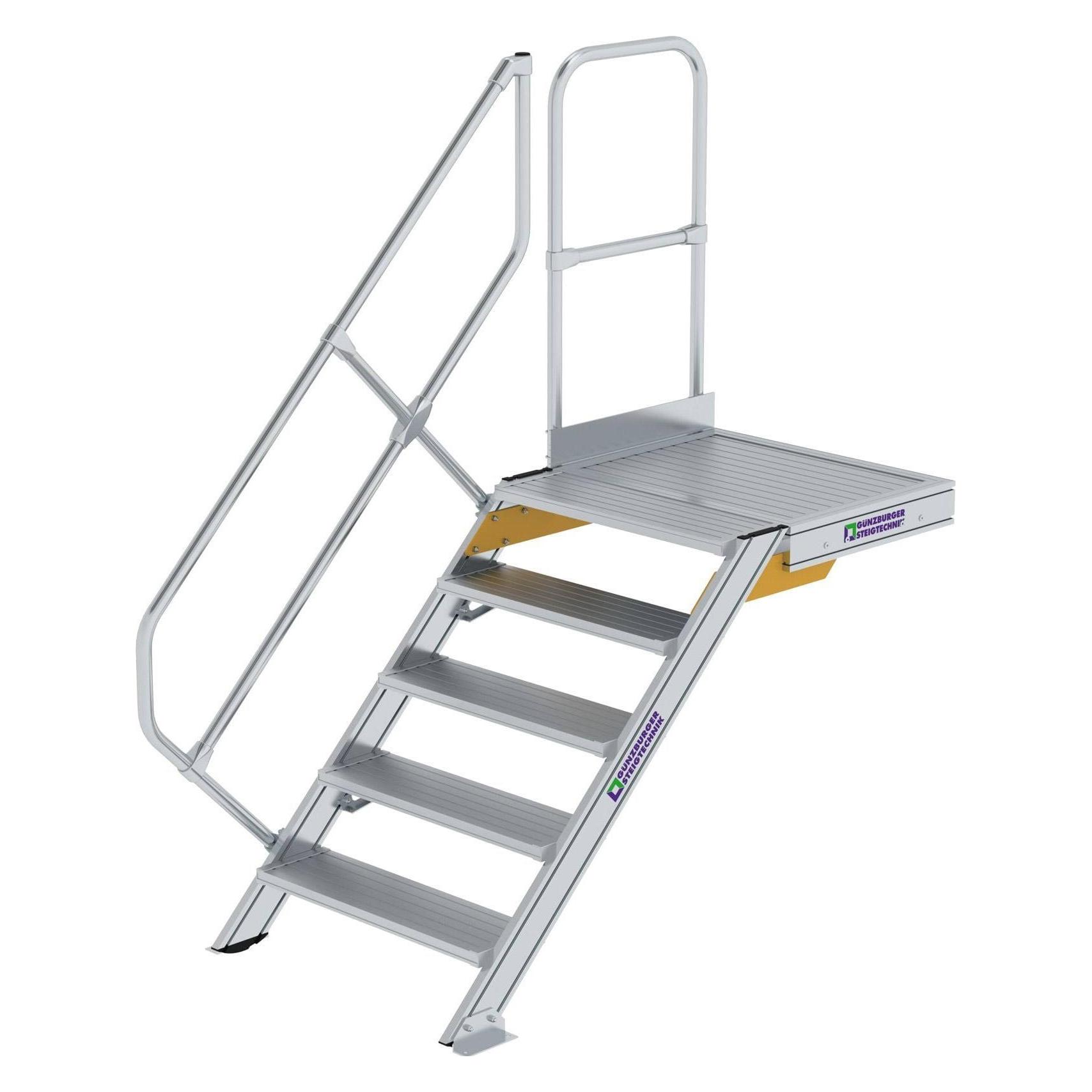 Munk Treppe mit Plattform 45° Stufenbreite 800 mm 5 Stufen Aluminium geriffelt (Gerüst) (600445)