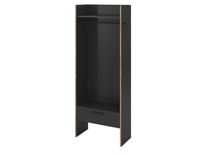 Inn.Furn Garderobe in grau und Nox Eiche Kompaktgarderobe 70 x 189 cm Salud, Grau, Eichefarben, Uni, einzeln stellbar,Rechteckig, 70x189x37 cm, Garderobe, Garderoben-Sets & Garderoben-Serien, Garderoben-Sets