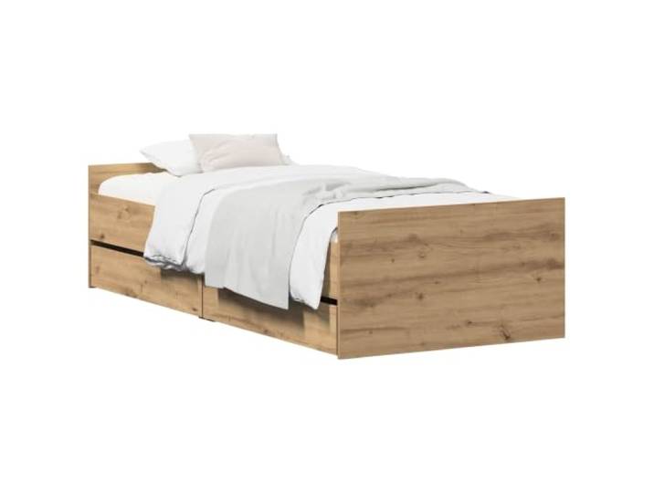 RJPLMFV Bettgestell, Eiche, 90 x 200 cm, Holz Mit Kopfteil, fester Lattensockel, modernes Design, pflegeleicht