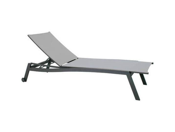 Stern Gartenliege, Anthrazit, Silberfarben, Metall, 70x38x201 cm, Räder am Kopfende, Rückenlehne verstellbar, Gartenmöbel, Gartenliegen, Sonnenliegen