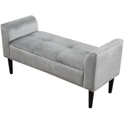 Polsterbank 116x56 Samt mit Armlehne – Vielseitig, elegantes Design, hoher Komfort, für Bett, Klavier, Esszimmer, Grau