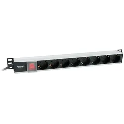 Equip 8-Steckdosen Deutsche Stromverteilungseinheit, Aluminiumgehäuse, 3 m
