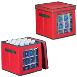 Relaxdays Weihnachtskugel Aufbewahrungsbox 2er Set Weiß,Dunkelgrün,Rot