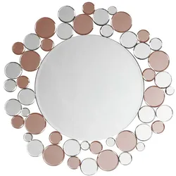Design Spiegel in Silberfarben und Rosegold rund