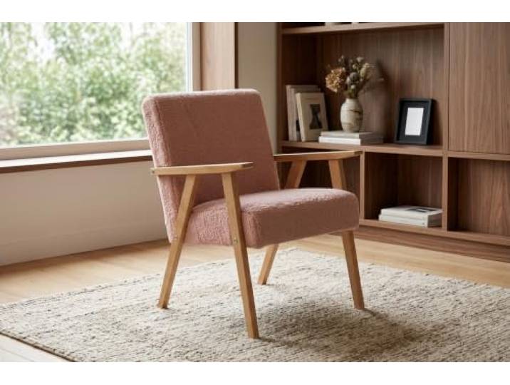 Family Meble Sessel Soler Hunter – Retro-Sessel im Vintage-Stil mit Stoff-Bezug – Rosa · 46