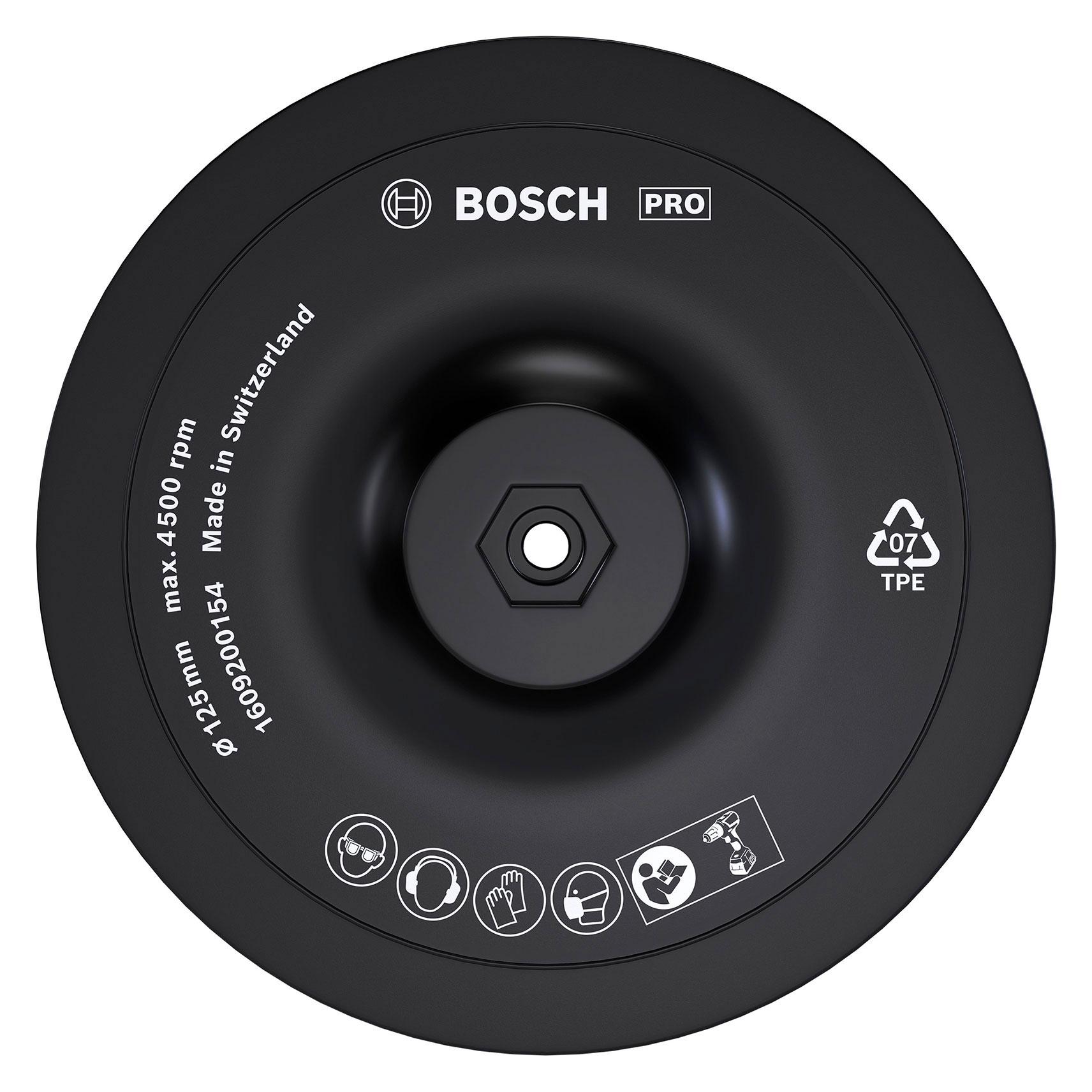 Bosch Professional Zubehör PRO Backing Pad, 125x 8 mm, Klettverschluss (1609200154)