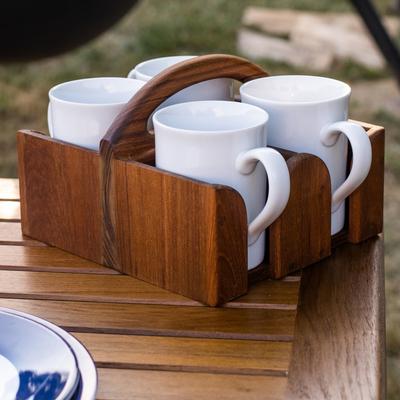 PRiME "Teak 4 Mug Holder - 7-3/4"" W x 8-1/2"" H x 6"" D"