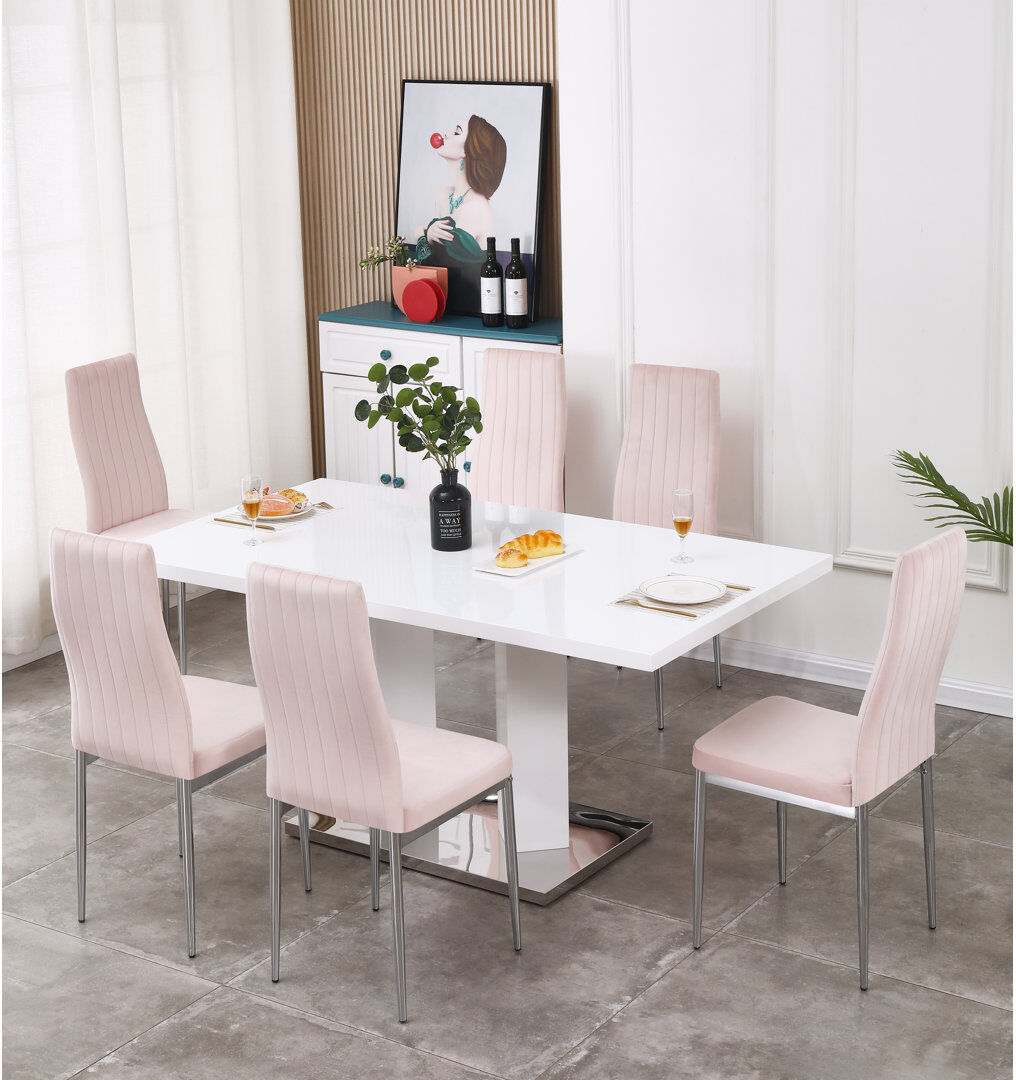 Ebern Designs Brittlynn 6 - Person Dining Set Pink 6