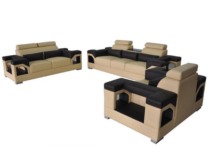 JVmoebel Wohnlandschaft Leder Couchgarnitur in Braun mit USB-Anschluss, Made in Europa
