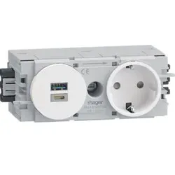 Hager GS16009010 Steckdose 1f. + USB A/C Wago C-Profil rw